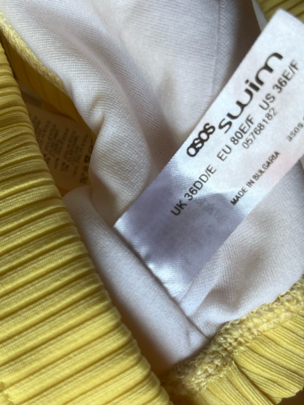 ASOS Yellow Ribbed Swim Set Top - Picture 2 of 3